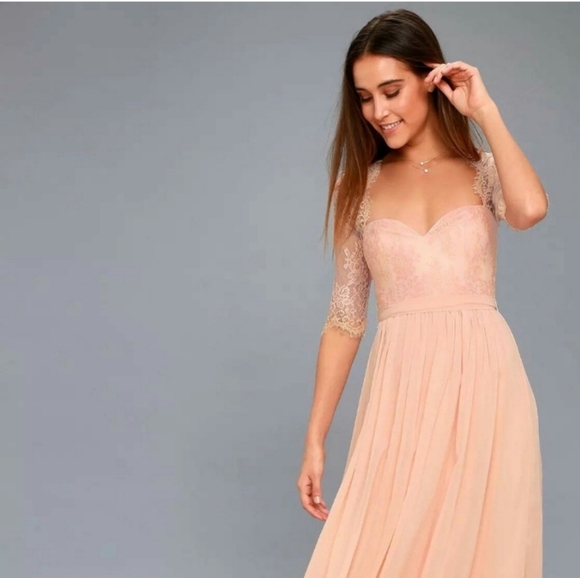Lulu's in a Fairy Tale blush. pink maxi dress - Picture 2 of 4